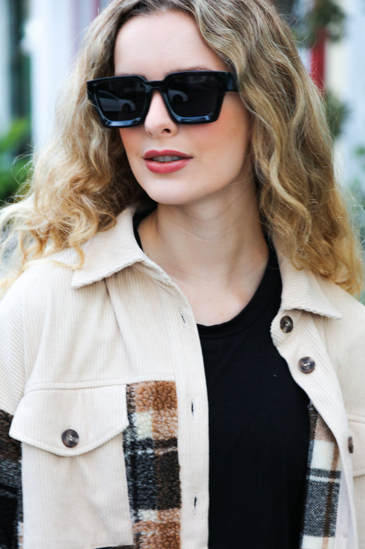 Thick Frame Rectangle Sunglasses