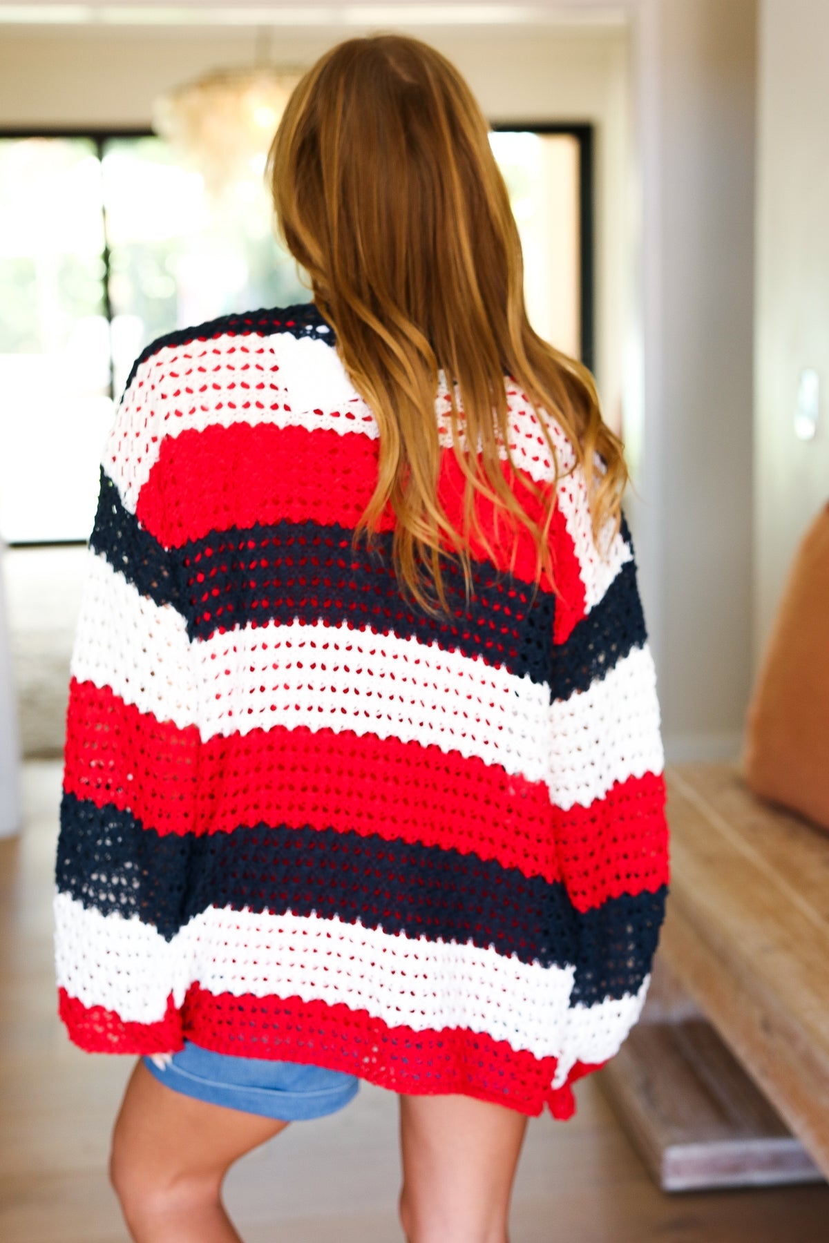 Simply Patriotic Striped Crochet Cardigan