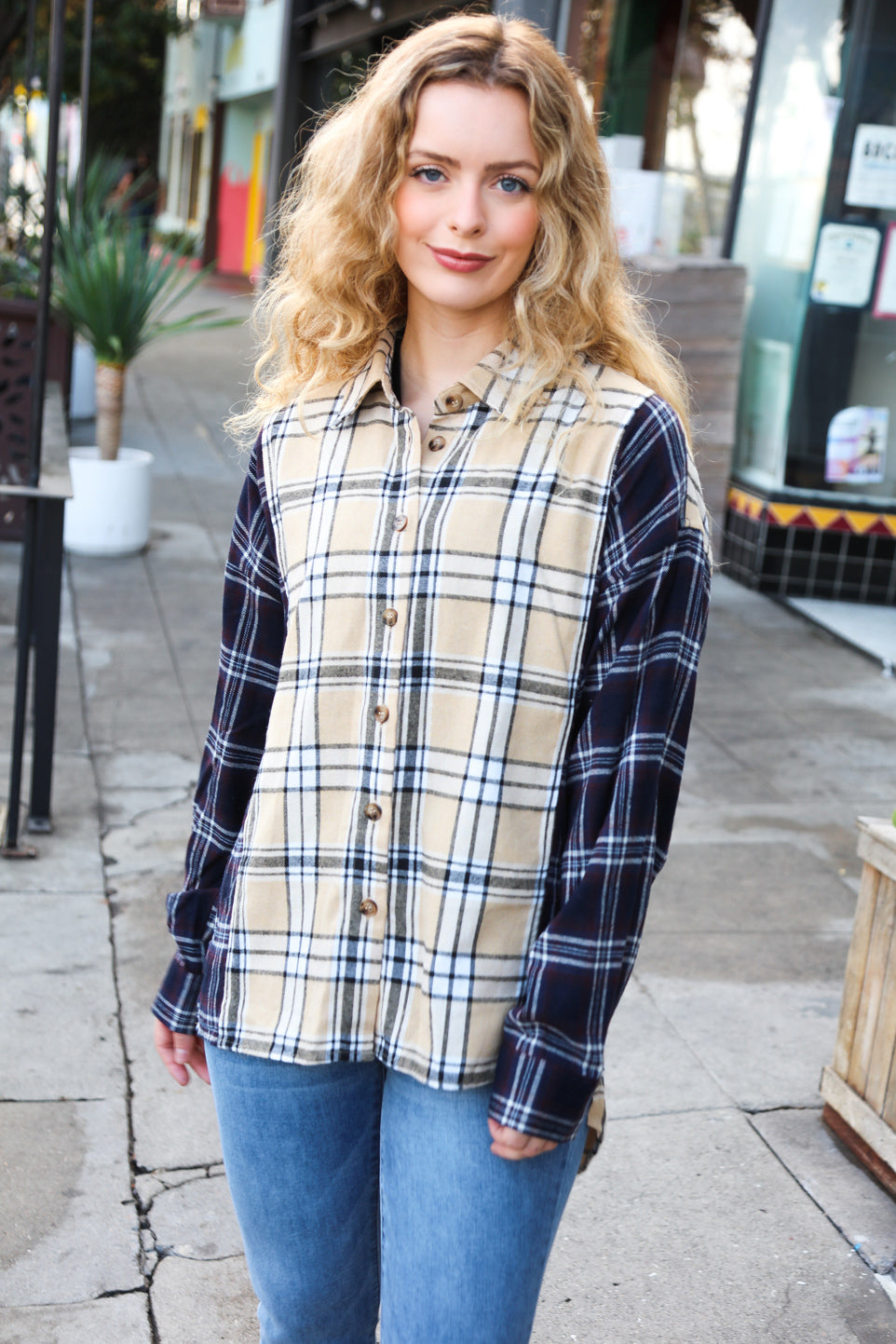 Marisol Plaid Hi-Lo Top