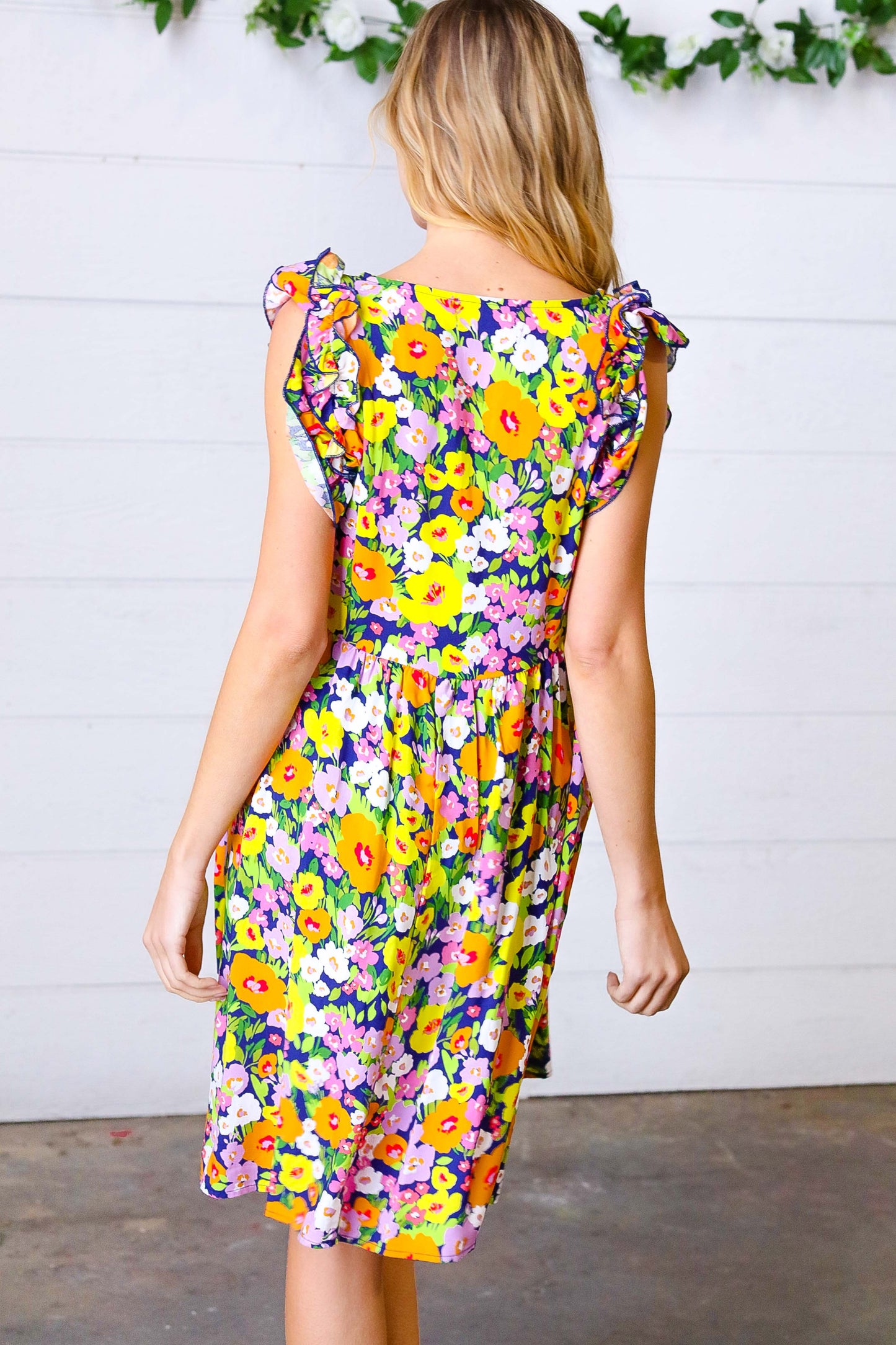 Lemon Floral Babydoll Ruffle Dress