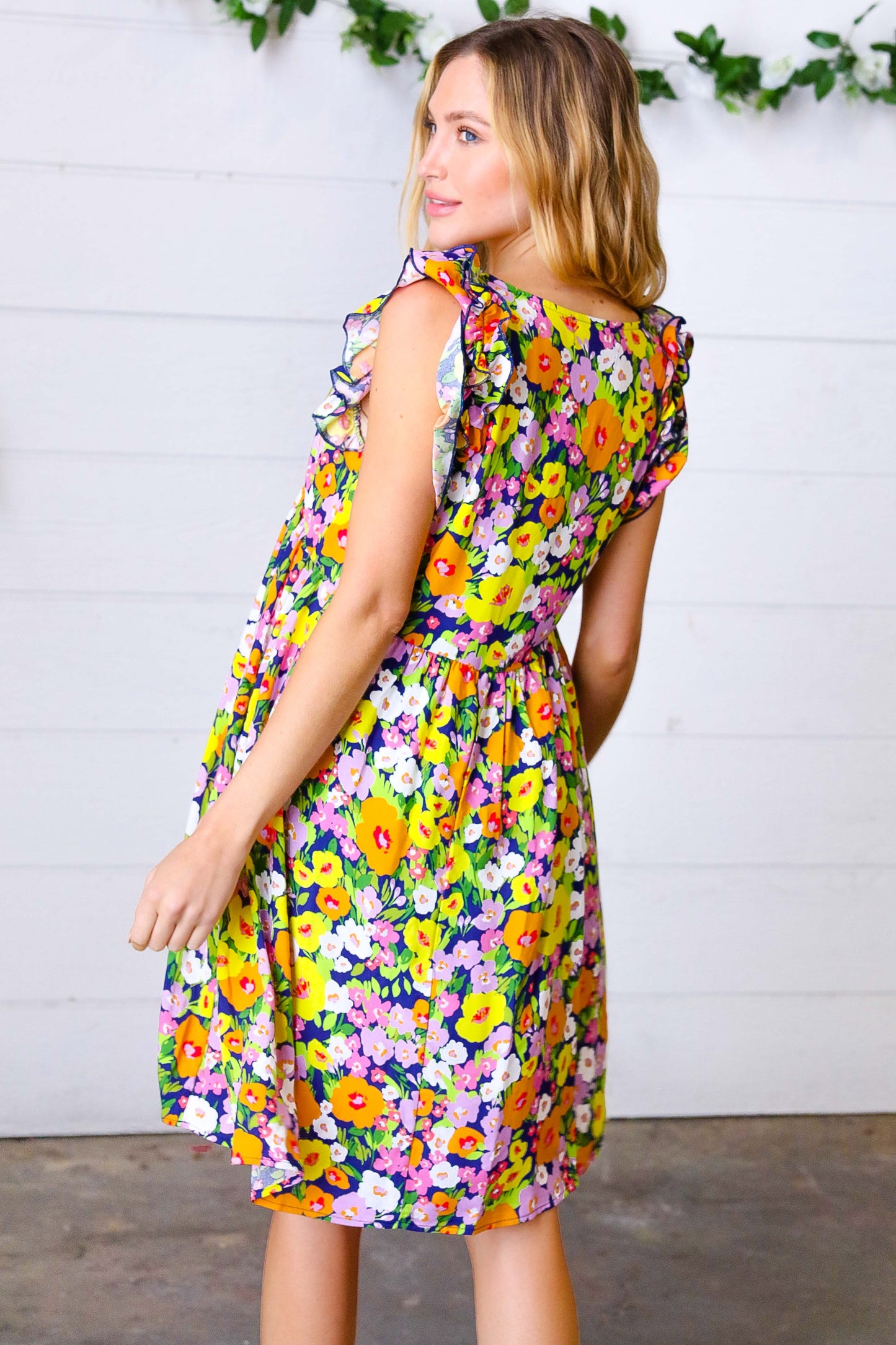 Lemon Floral Babydoll Ruffle Dress