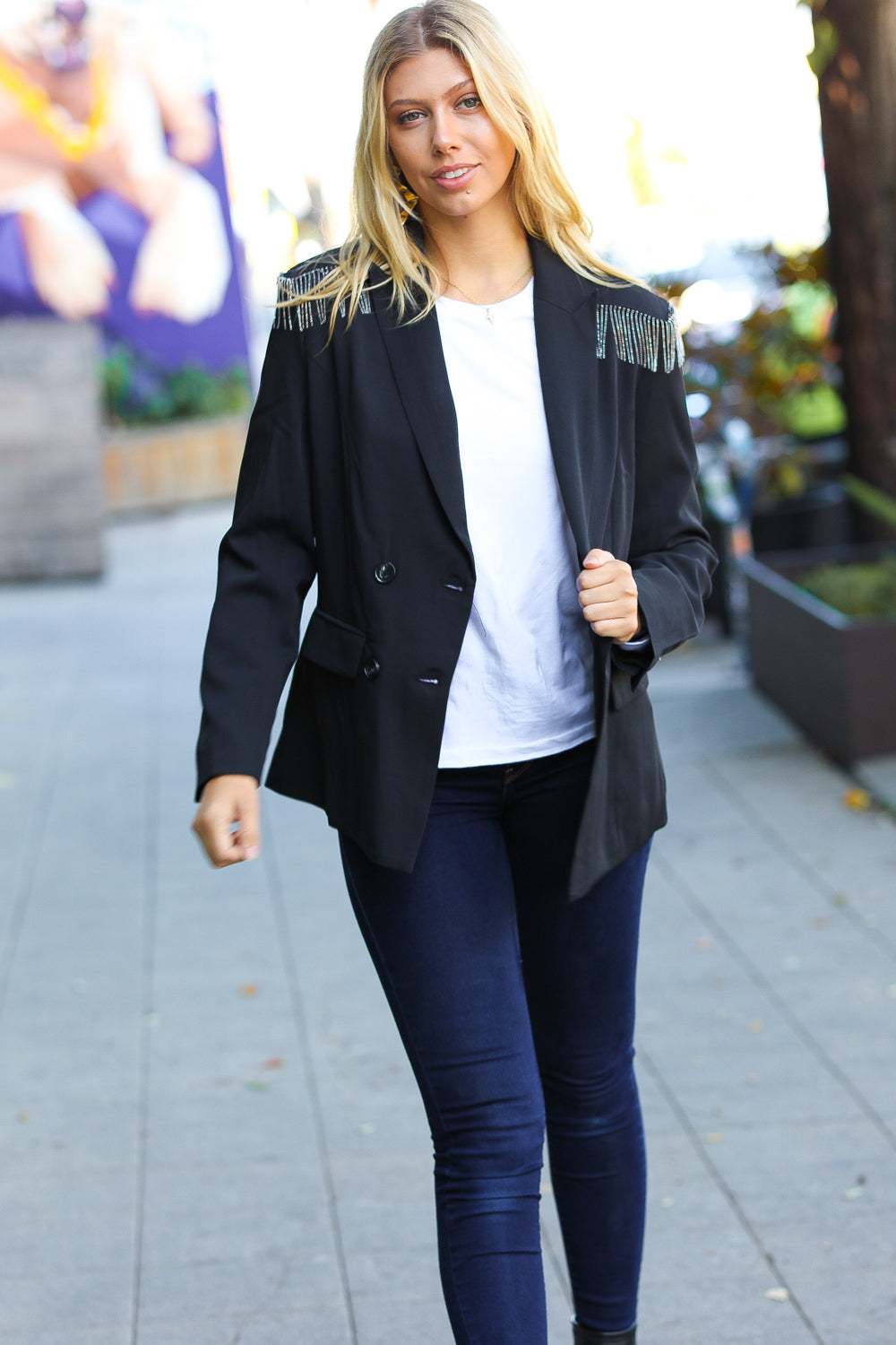 Holiday Ready Fringe Blazer