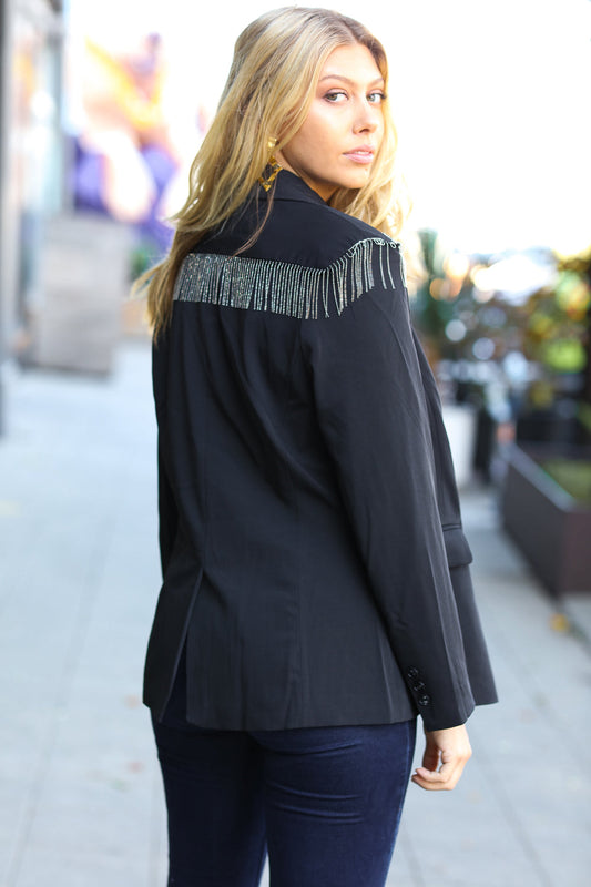 Holiday Ready Fringe Blazer