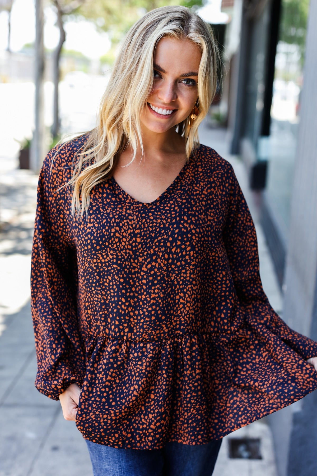 Leopard Woven Babydoll Top