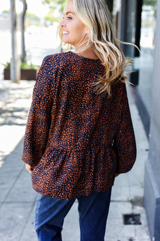 Leopard Woven Babydoll Top