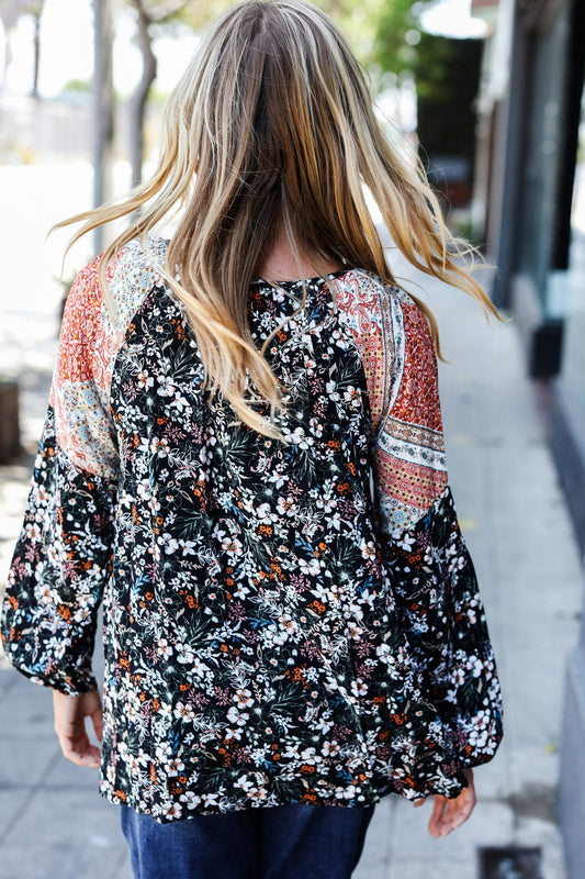 Boho Floral Woven Blouse