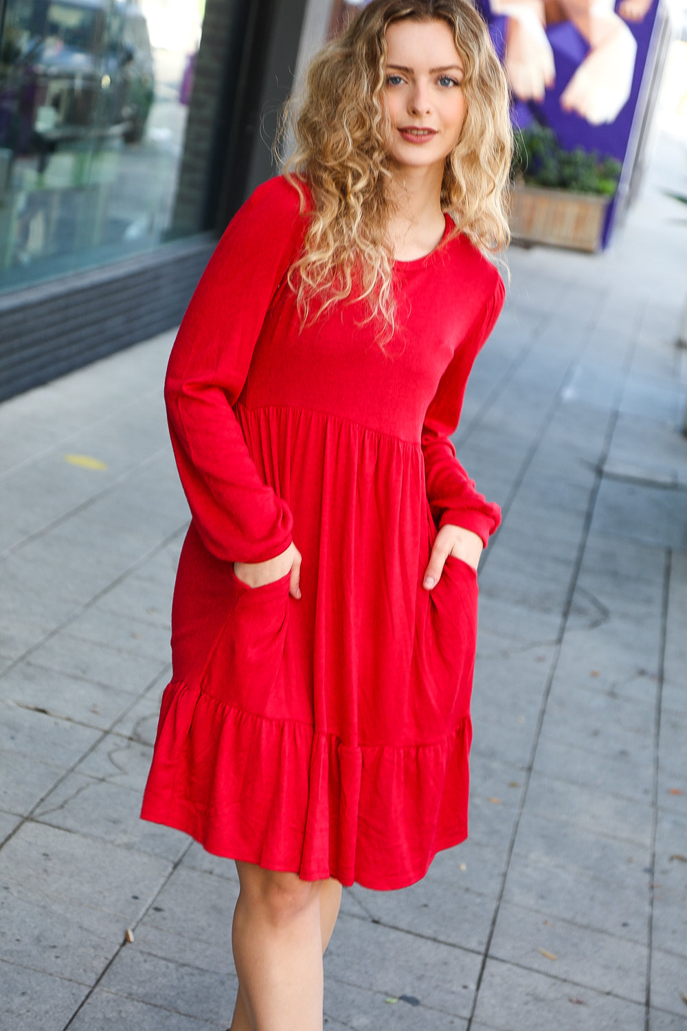 Lady In Red Fit & Flare Ruffle Dress