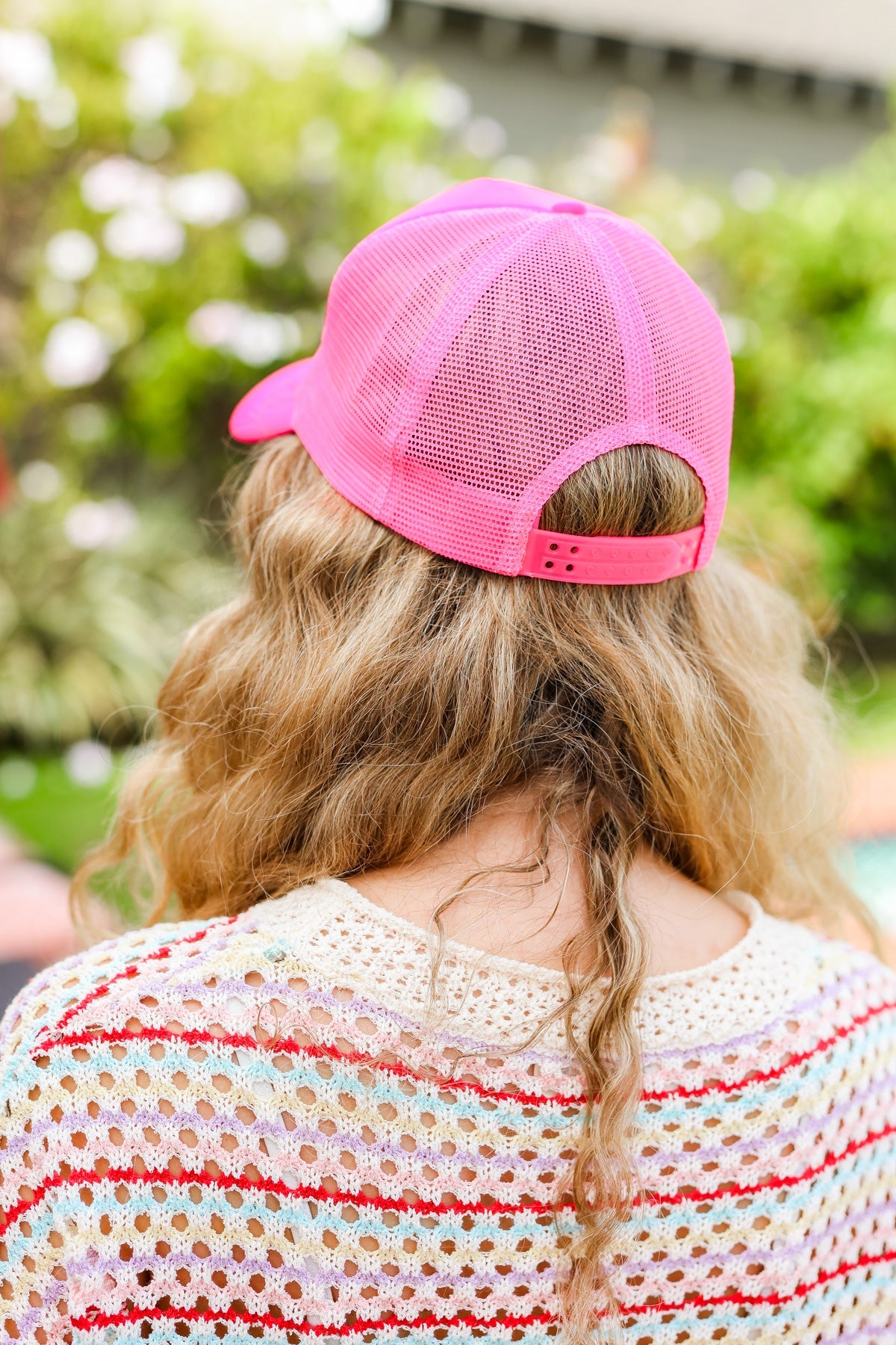 Neon Glitter Smiley Face Mesh Trucker Hat