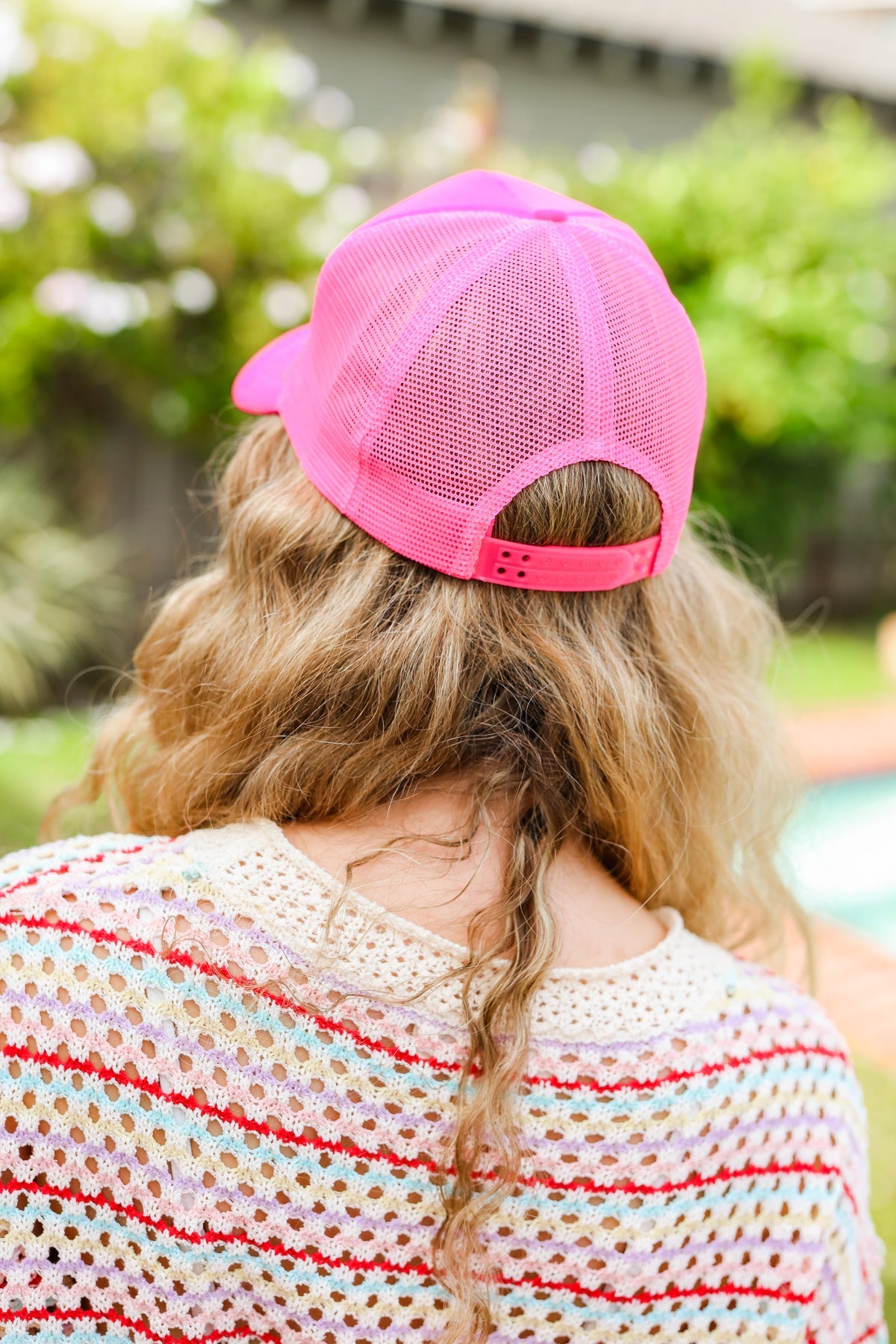 Neon Glitter Smiley Face Mesh Trucker Hat