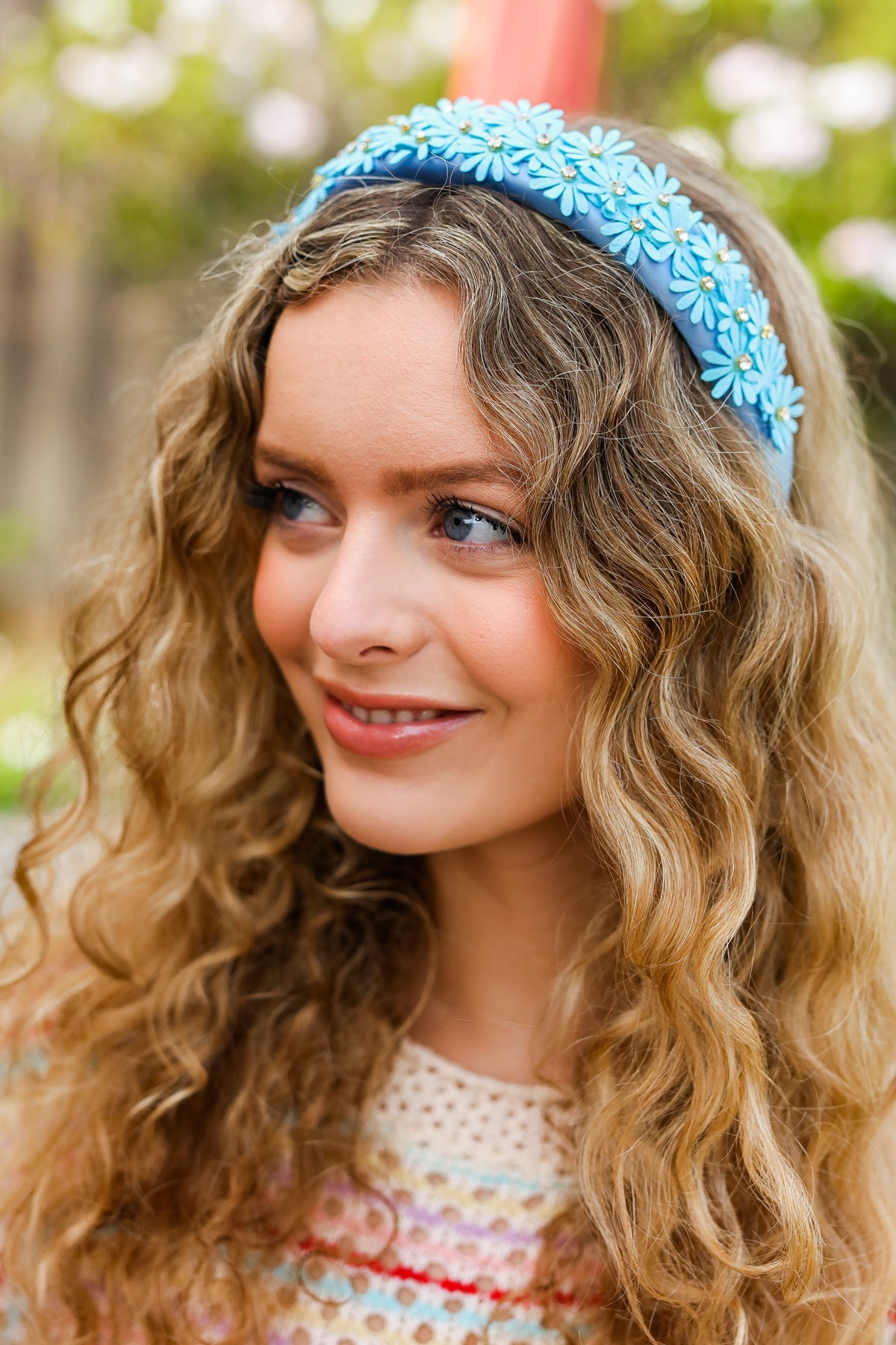 Satin Daisy Rhinestone Headband