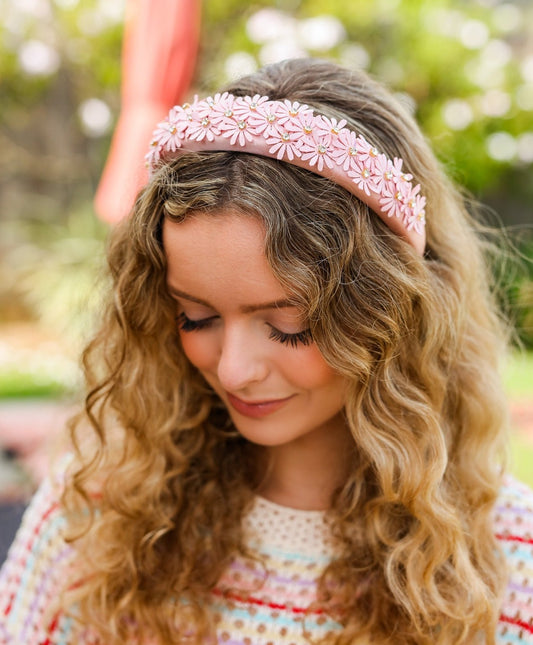 Satin Daisy Rhinestone Headband