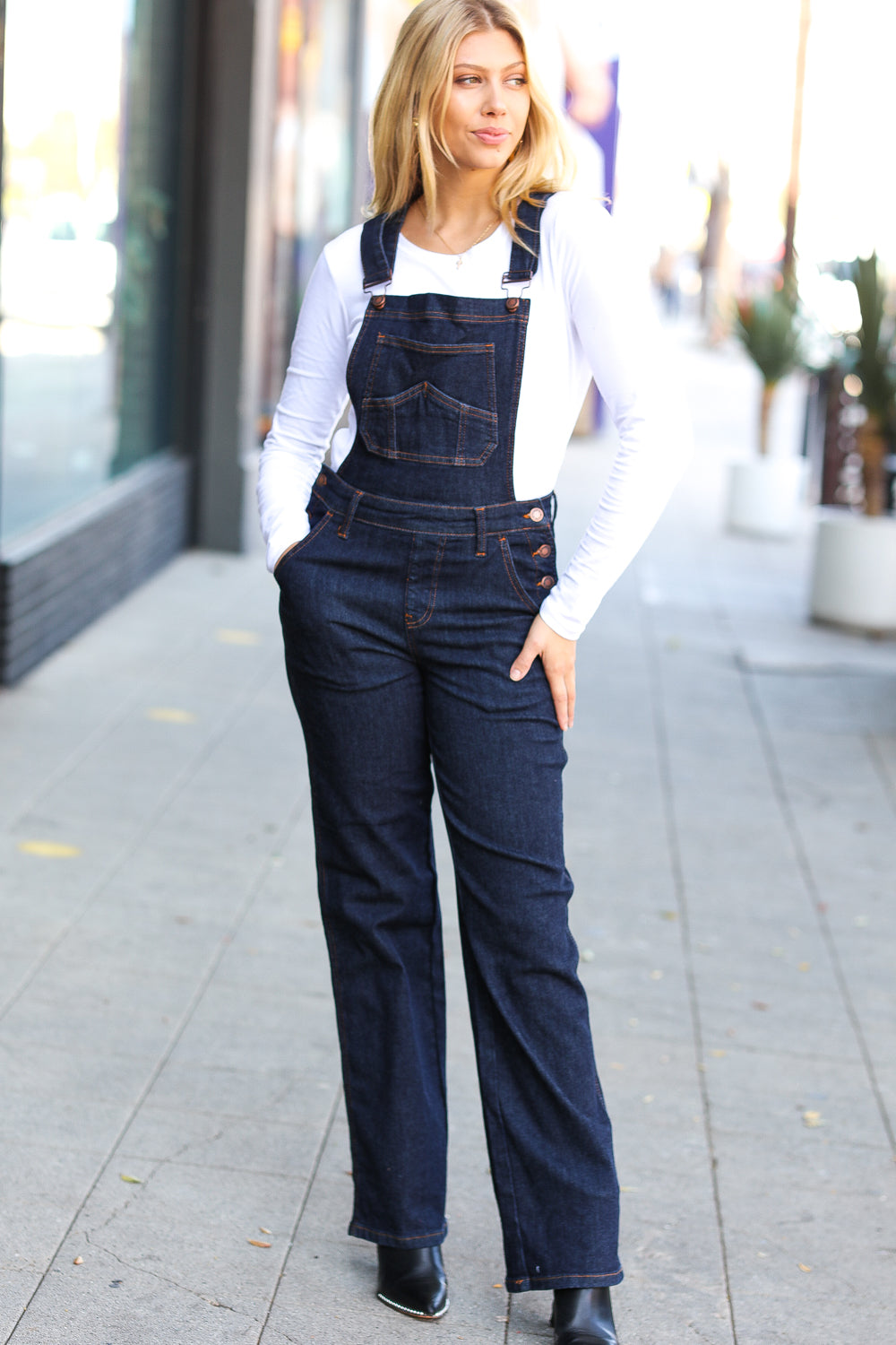 Just For You Denim High Waist Wide Leg Overalls | Judy Blue