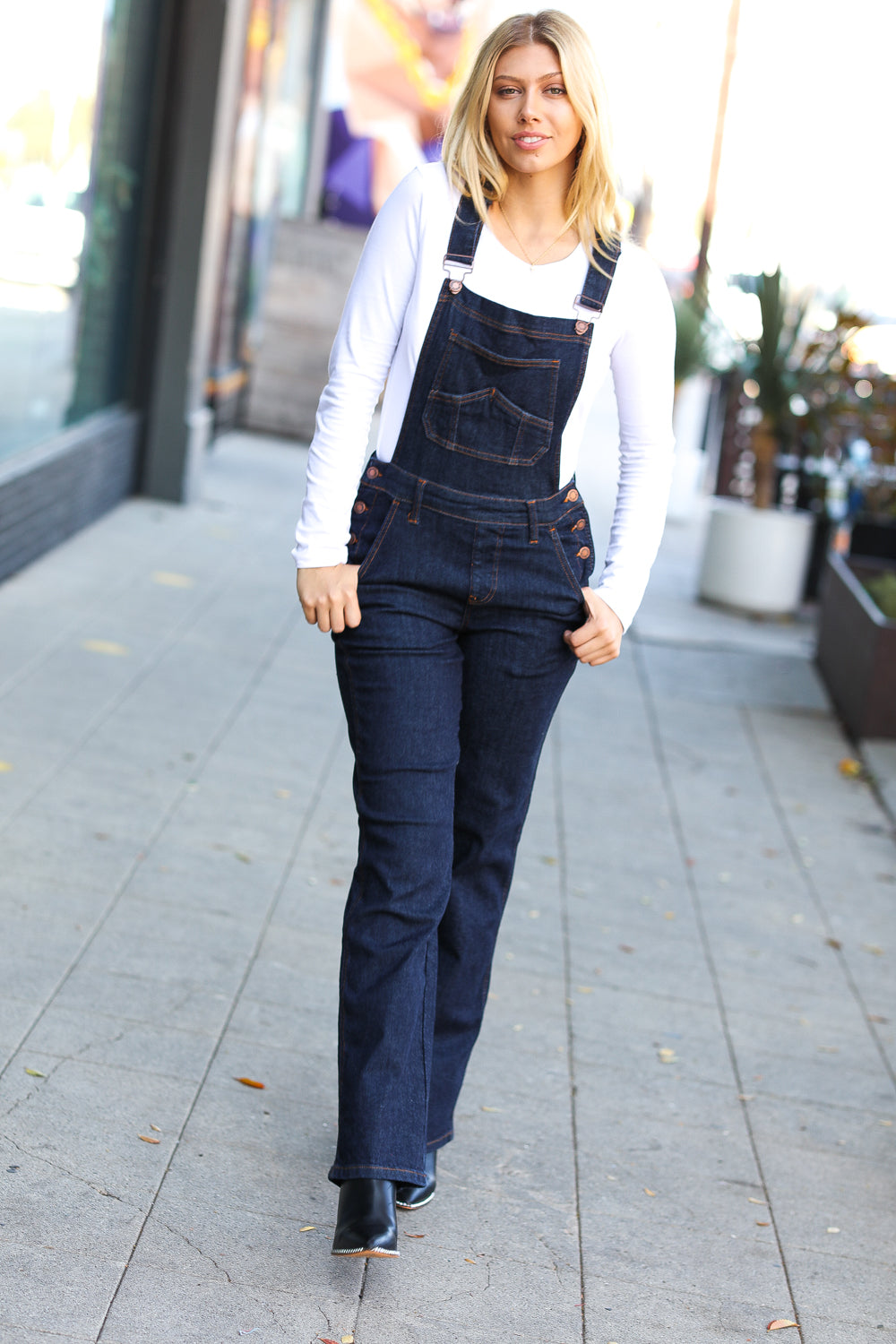 Just For You Denim High Waist Wide Leg Overalls | Judy Blue