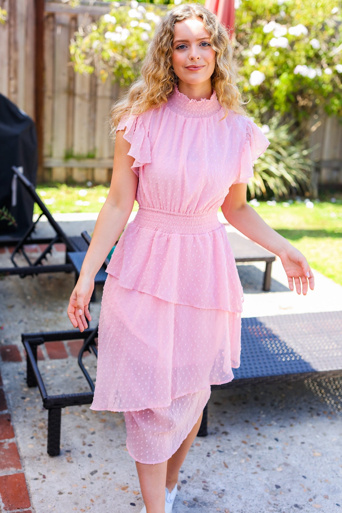 Beautiful You Blush Smocked Dress