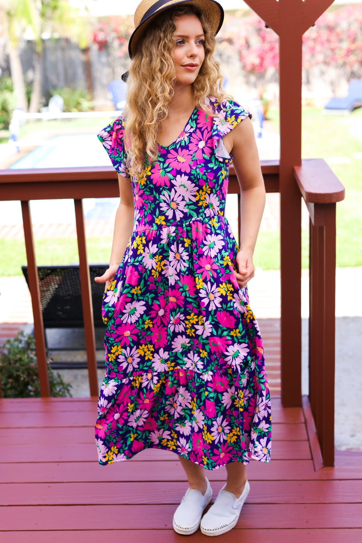 Diva Dreams Floral Fit & Flare Midi Dress