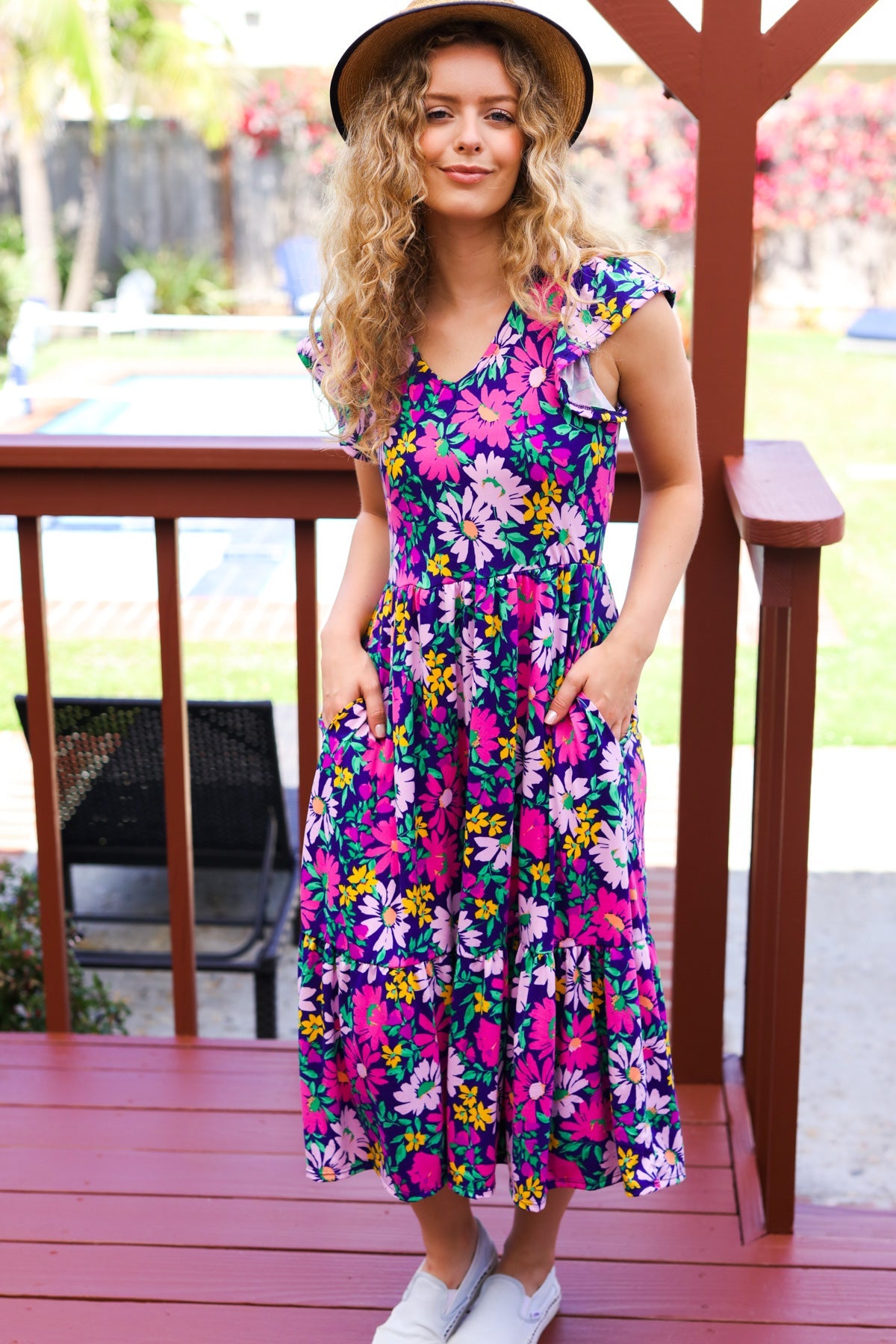 Diva Dreams Floral Fit & Flare Midi Dress