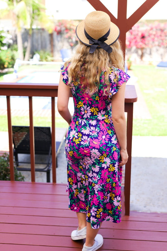 Diva Dreams Floral Fit & Flare Midi Dress