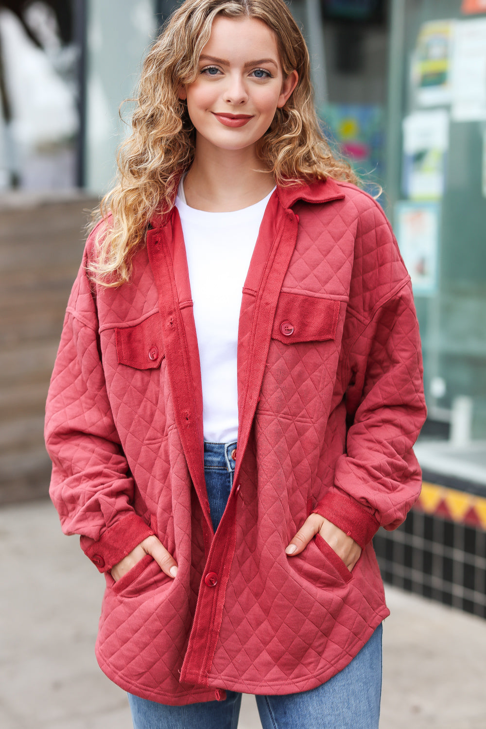 Marsala Quilted Knit Shacket