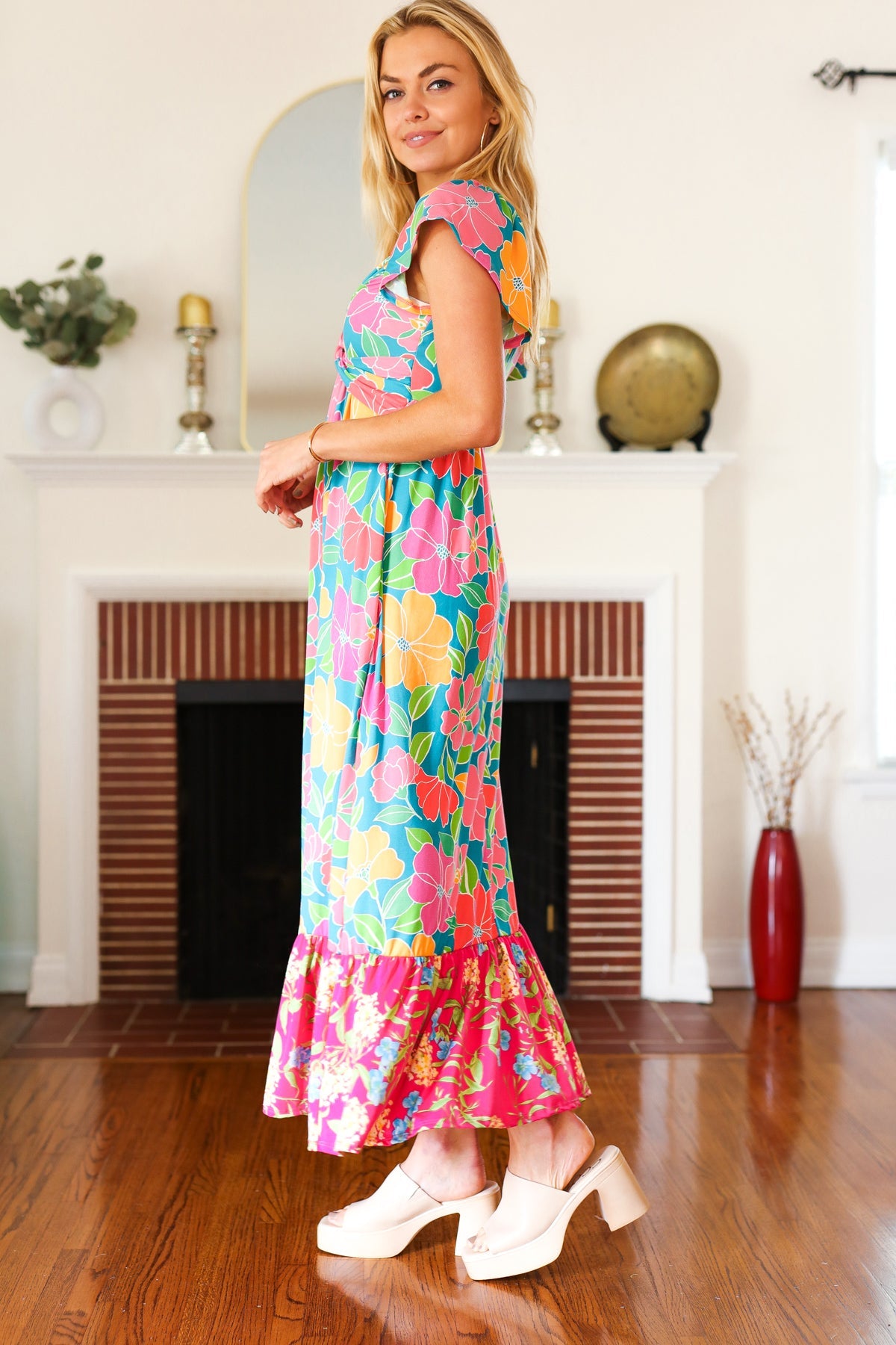 Vacay Vibes Floral Sweetheart Twisted Maxi Dress