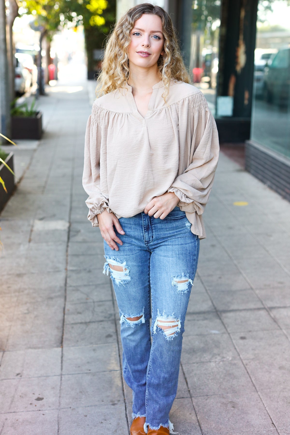 Boho Vibes Bubble Sleeve Top