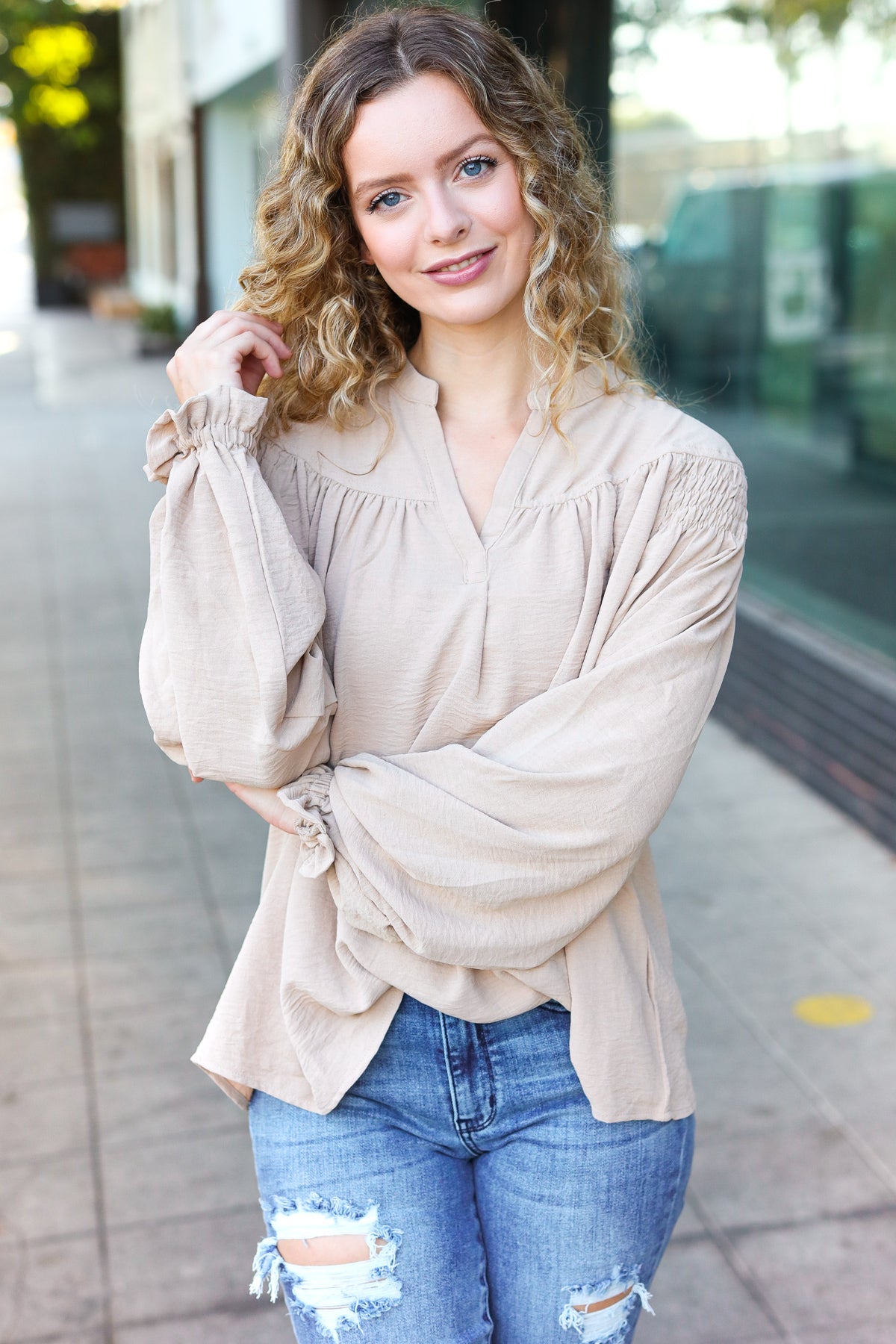 Boho Vibes Bubble Sleeve Top