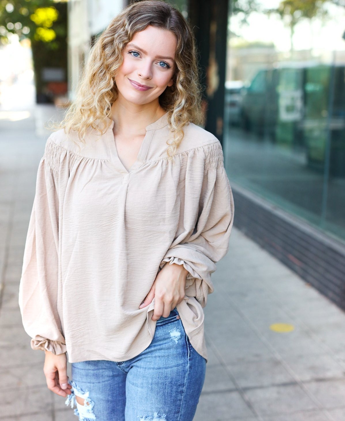 Boho Vibes Bubble Sleeve Top