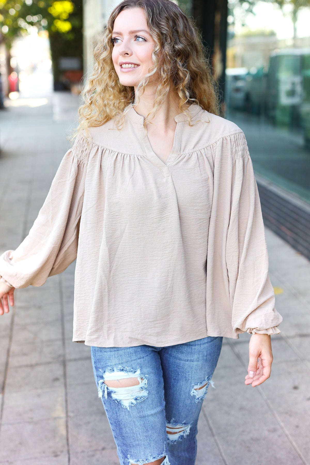 Boho Vibes Bubble Sleeve Top