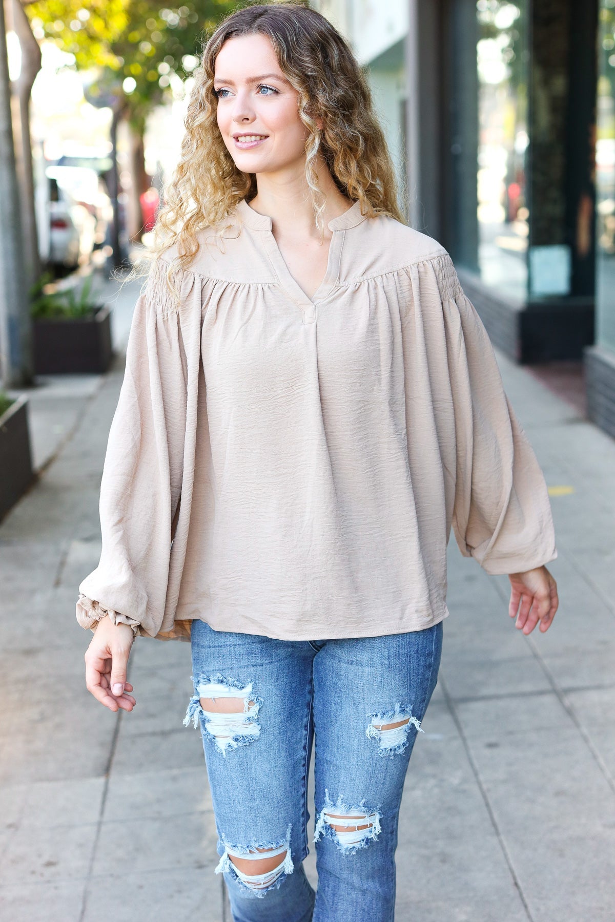 Boho Vibes Bubble Sleeve Top