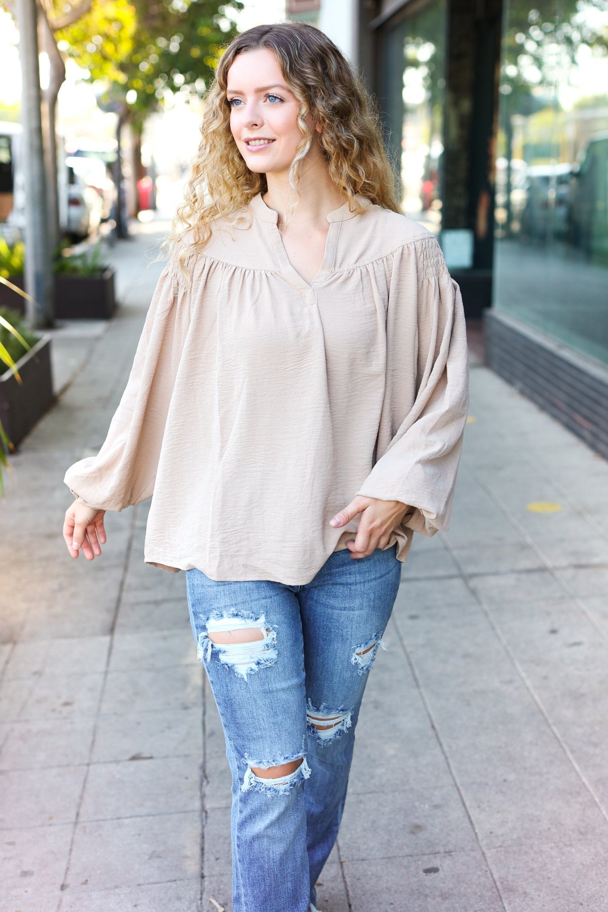 Boho Vibes Bubble Sleeve Top