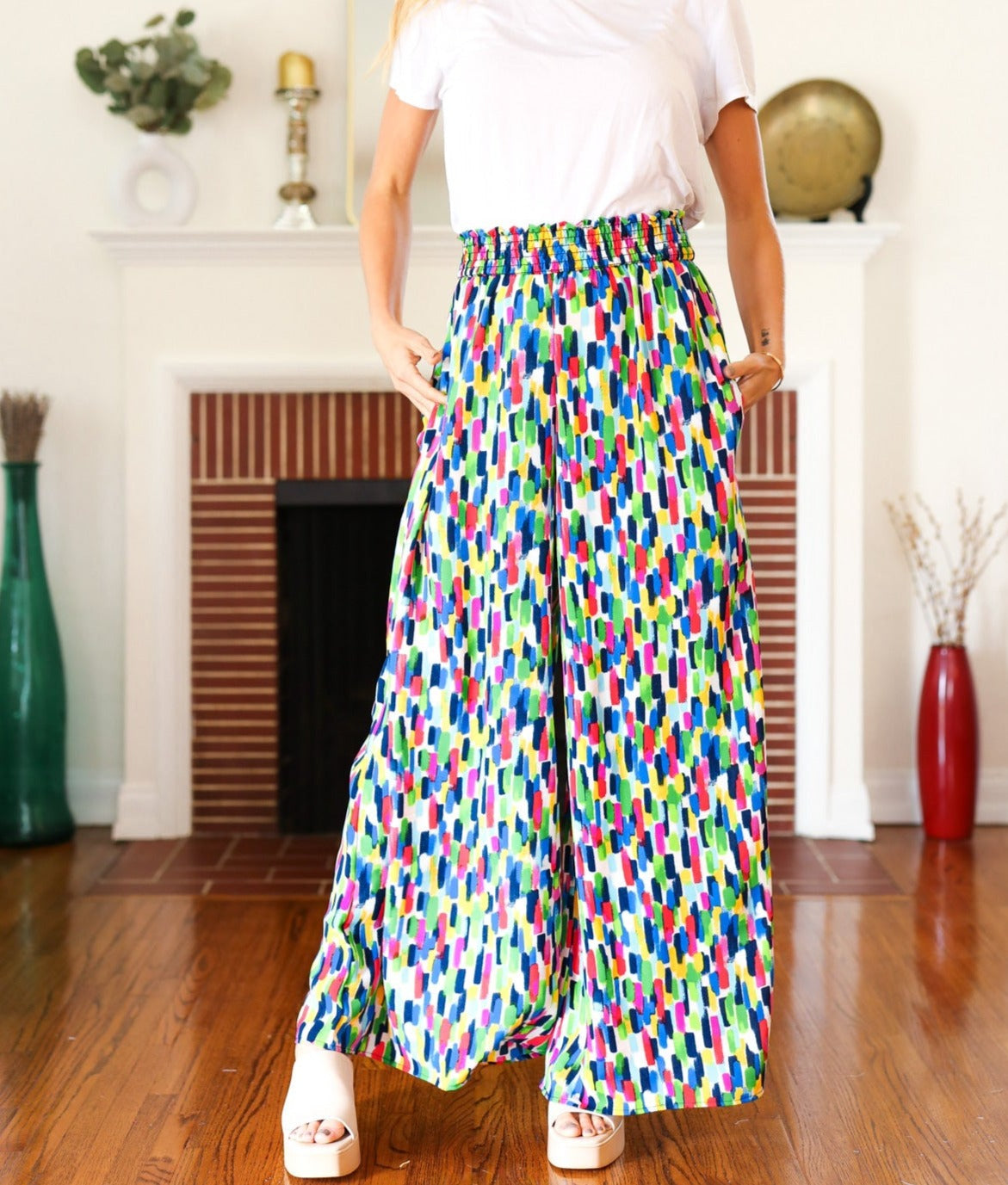 Stand Out Smocked Palazzo Pants