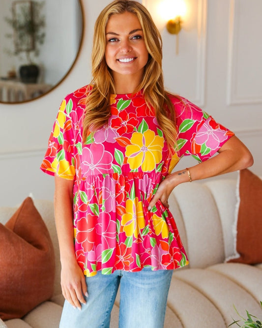 Time For Sun Floral Babydoll Top