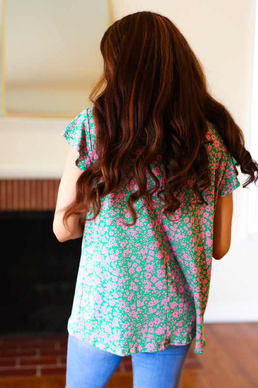 Dreamy Floral Yoke Ruffle Top