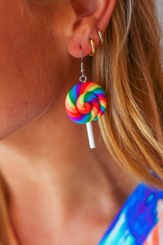 Rainbow Lollipop Clay Earrings