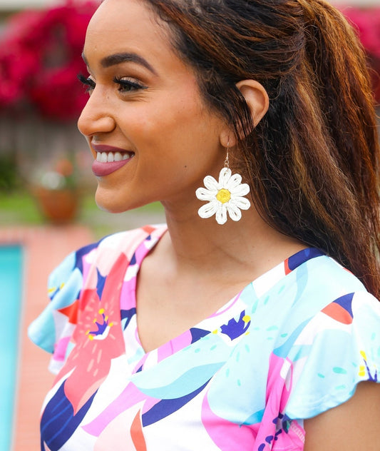 Daisy Flower Earrings | Ivory