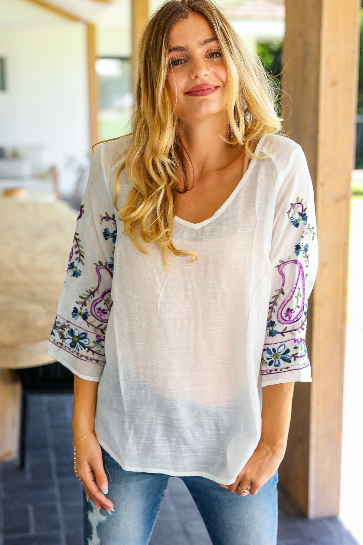 Be Your Best Floral Paisley Embroidered Top