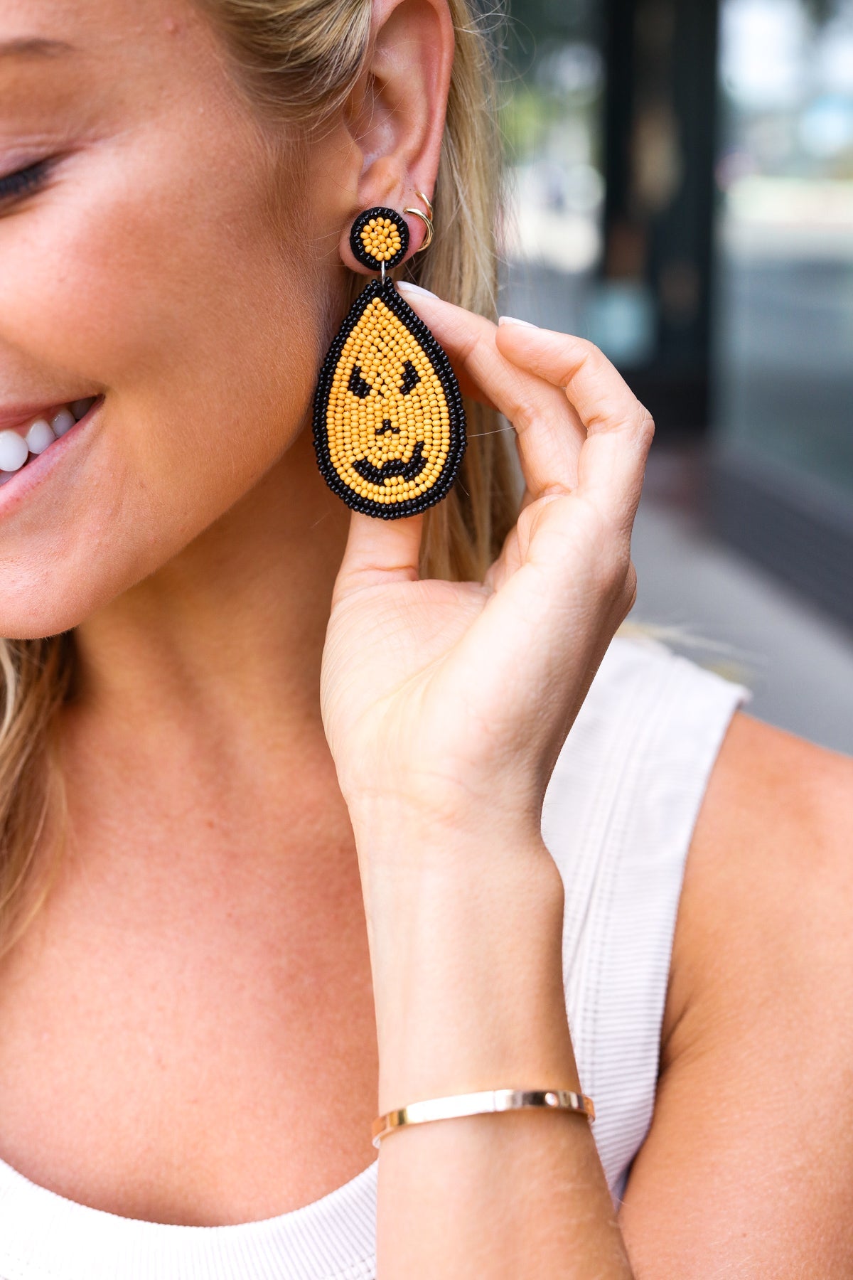 Jack-O-Lantern Teardrop Earrings