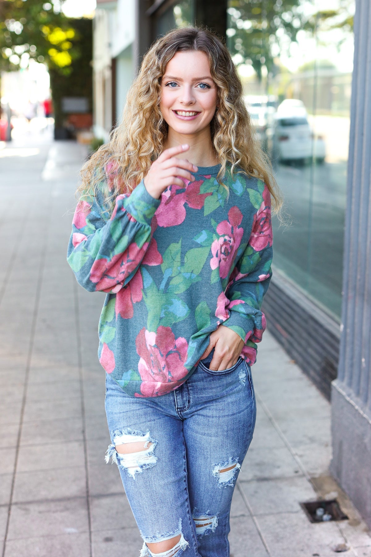 Everyday Floral Brushed Sweater