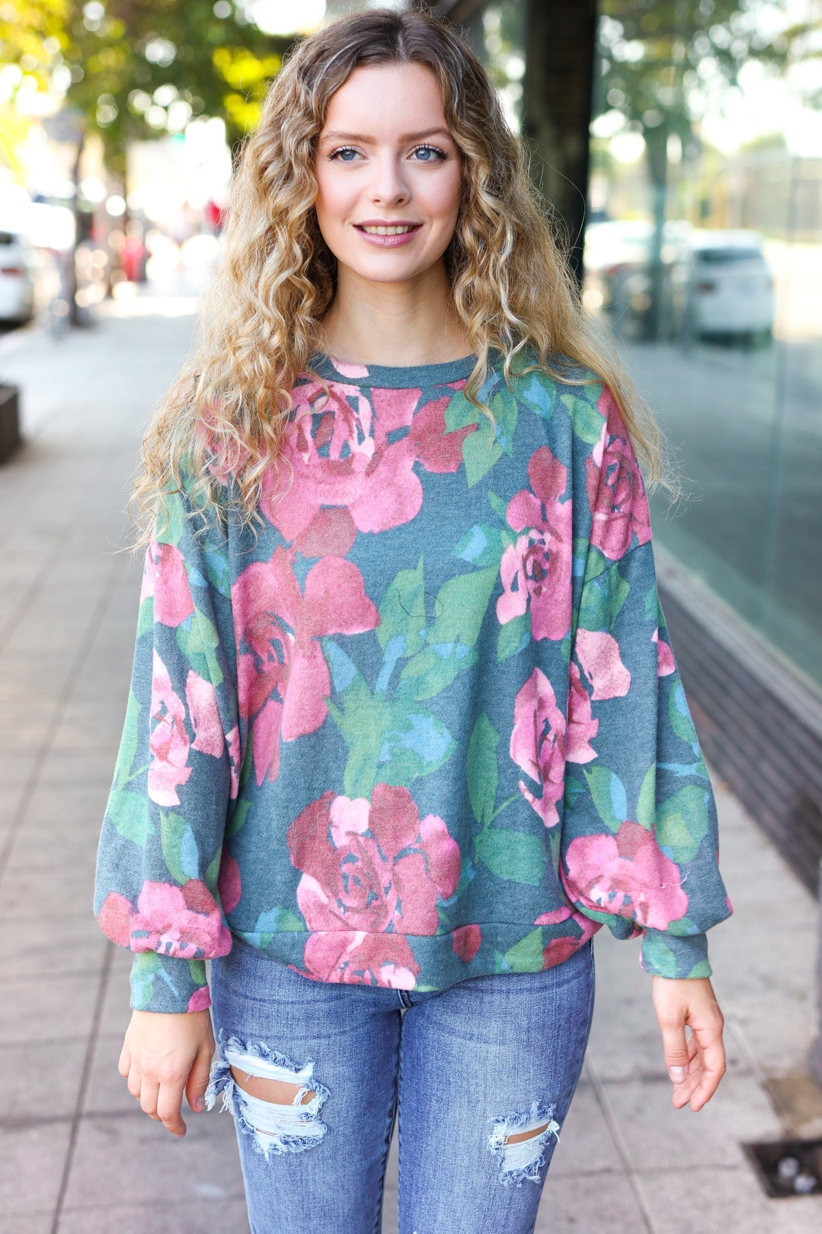 Everyday Floral Brushed Sweater