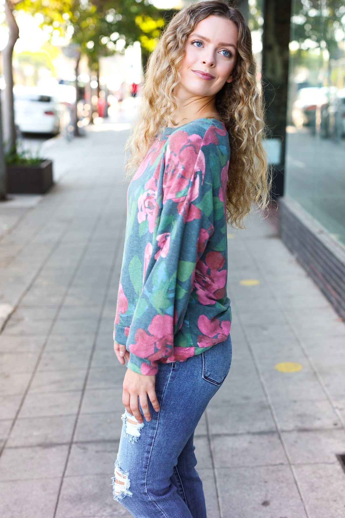 Everyday Floral Brushed Sweater