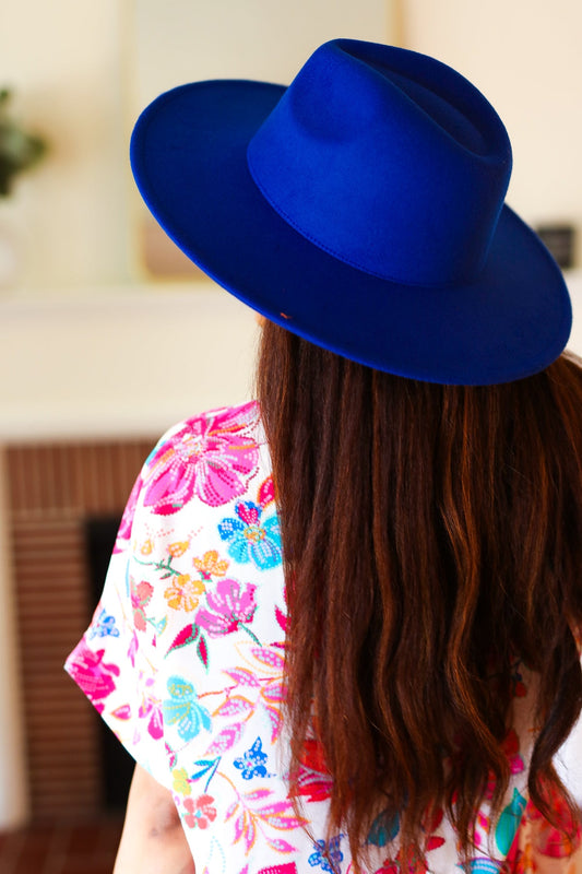 Felt Hard Rim Fedora Hat | Royal Blue
