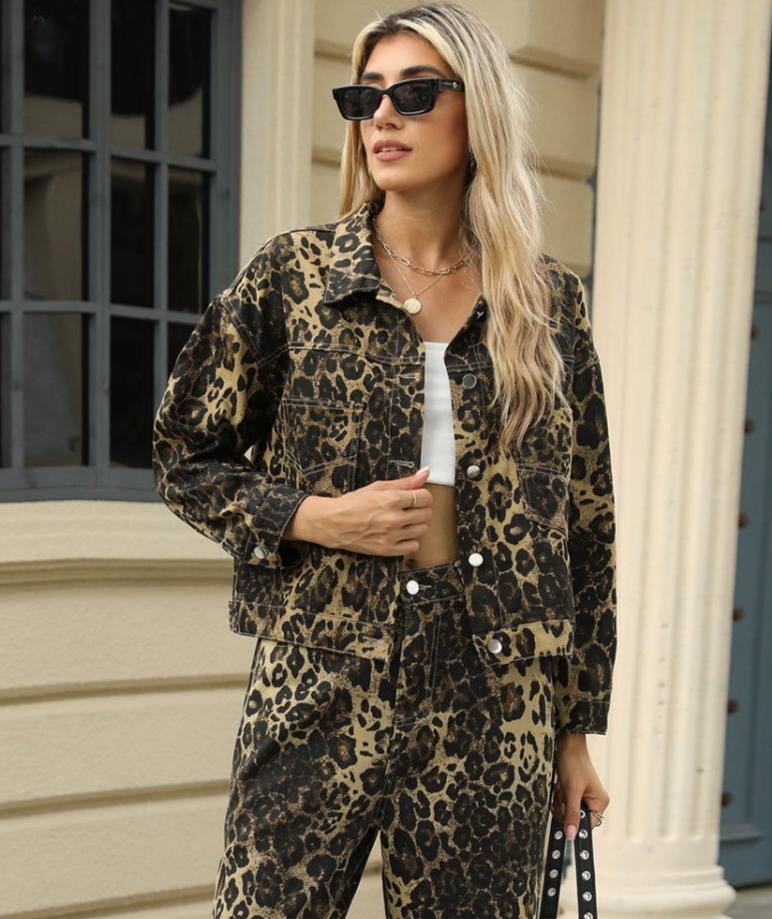 Leopard Denim Jacket