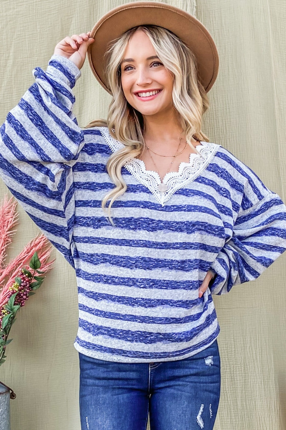 Adaline Striped Lace Top