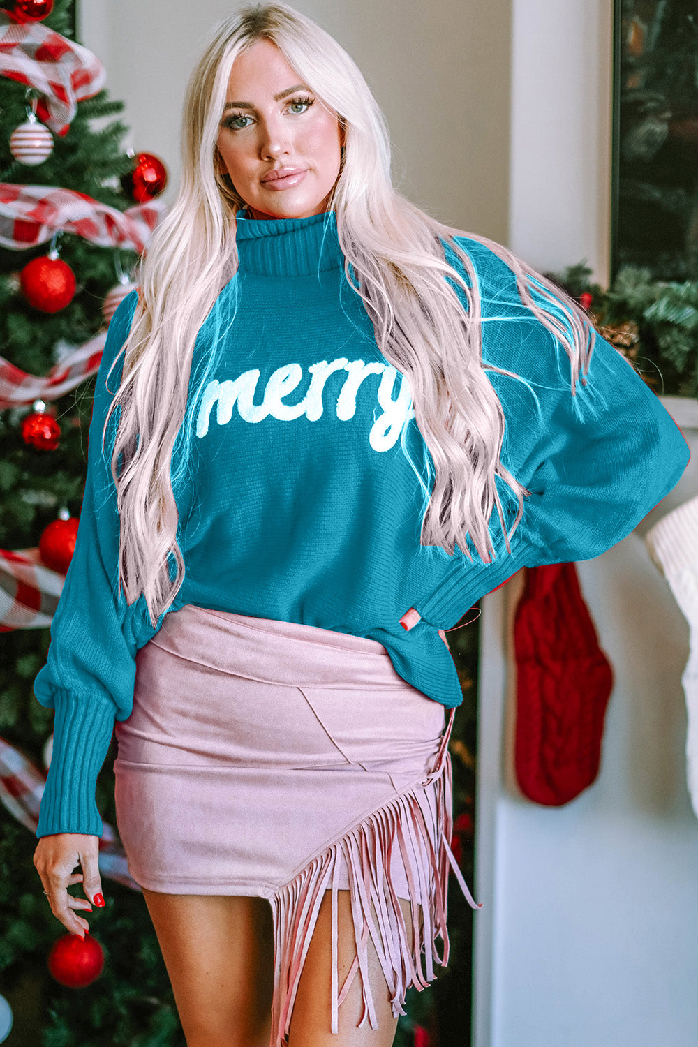 Merry Christmas Turtleneck Sweater | Multiple Colors