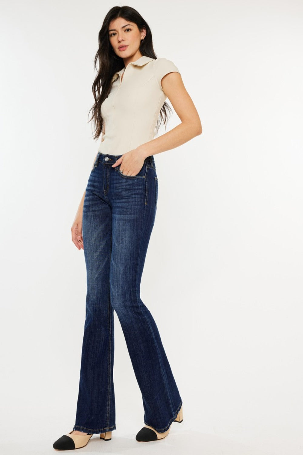 Ruthie Mid-Rise Slim Flare Jeans | Kancan