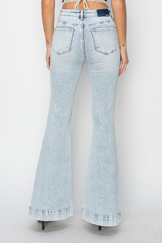 Cadence High-Rise Patch Flare Jeans | Risen