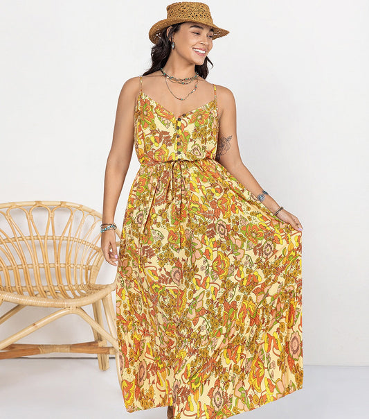 Oaklynn V-Neck Maxi Dress | Curvy