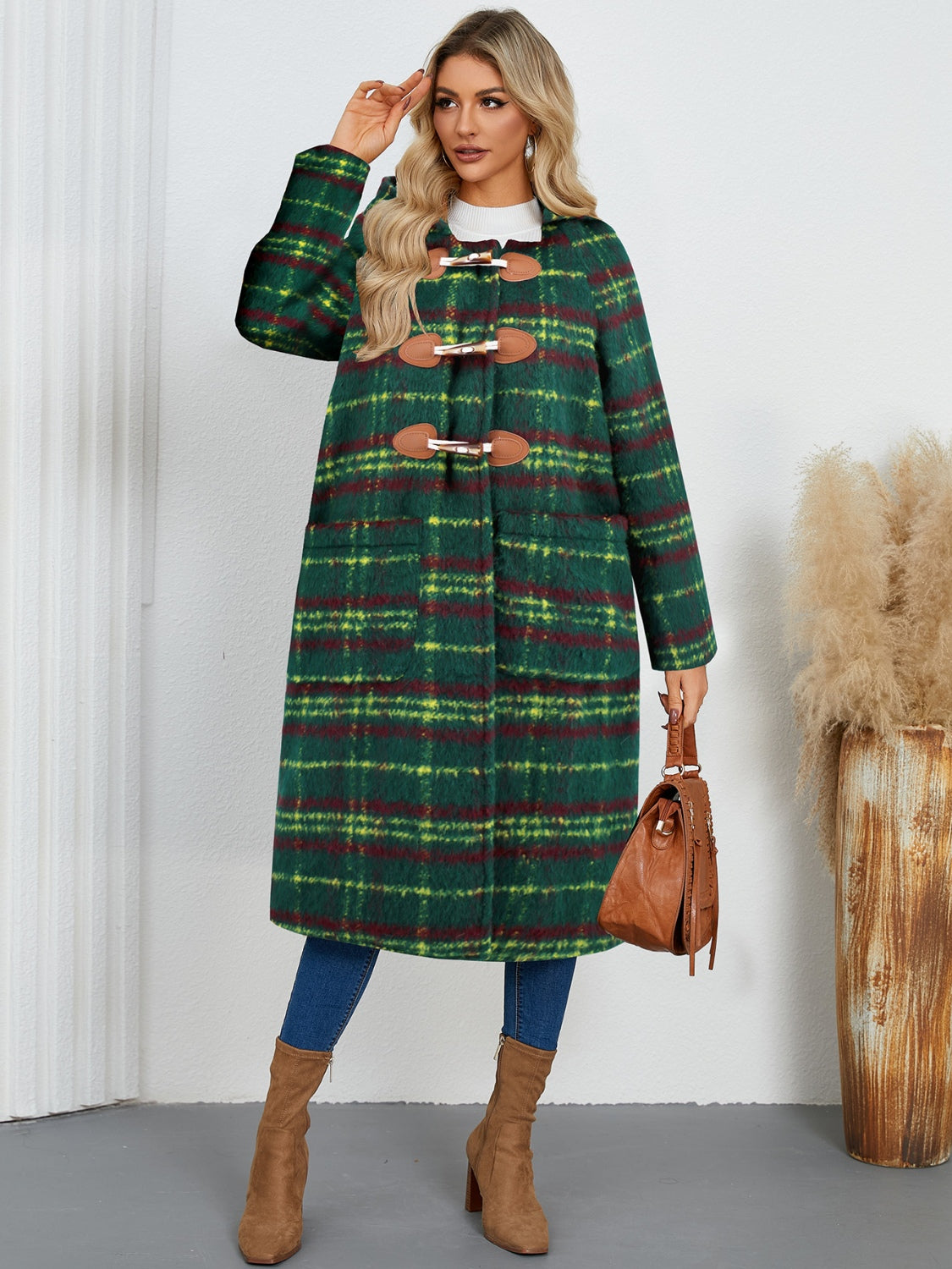 Ana Plaid Hooded Coat