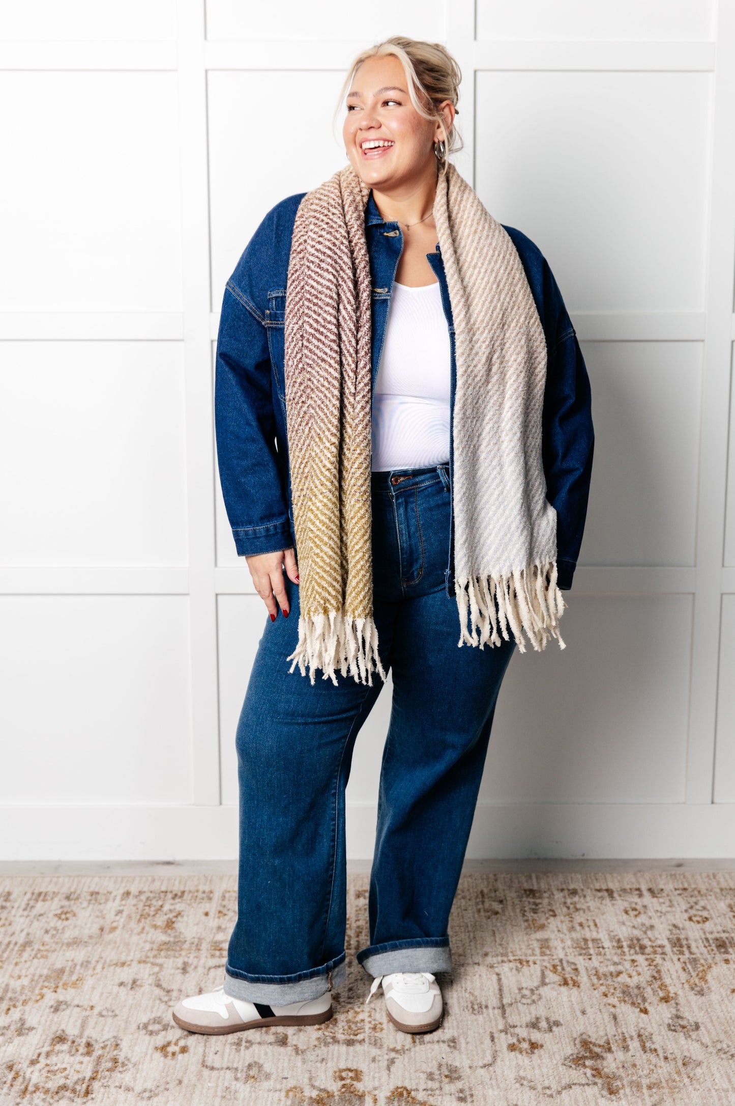 Cold Front Fringe Scarf | Blue & Green