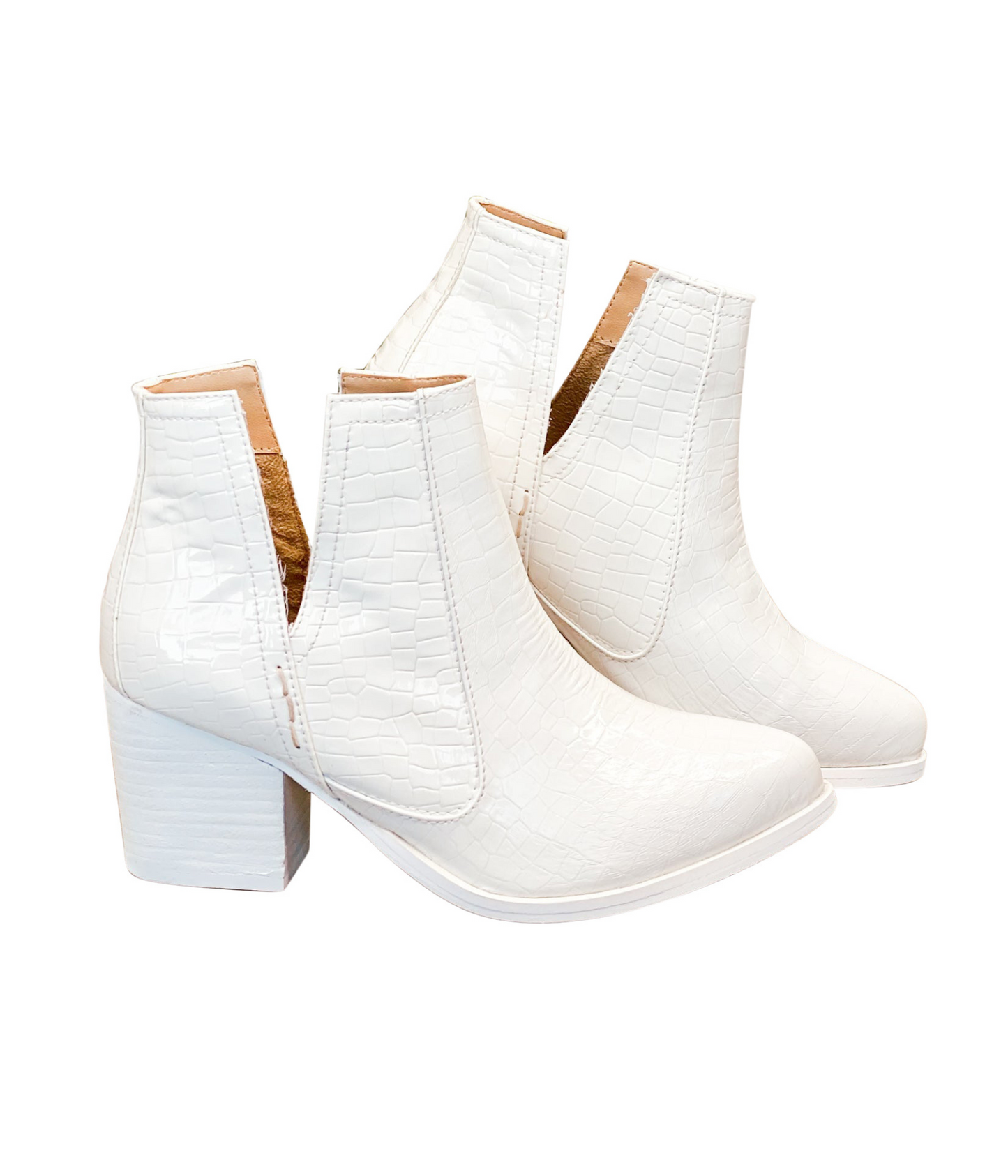 Tarim Booties | White Croc