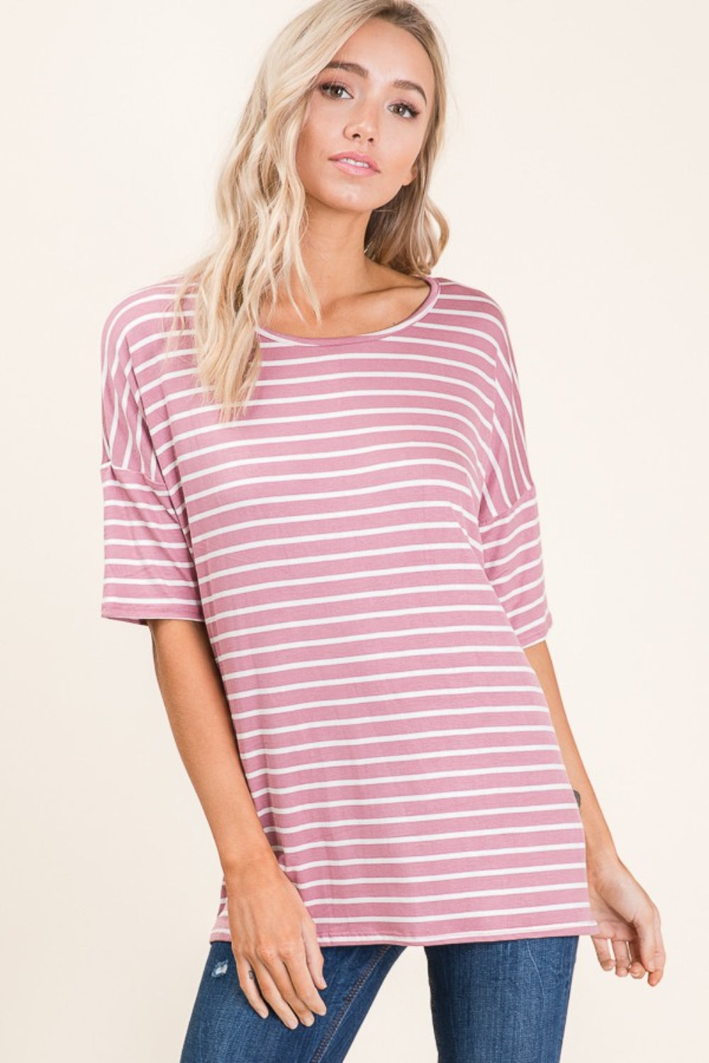 Striped Half Sleeve Top